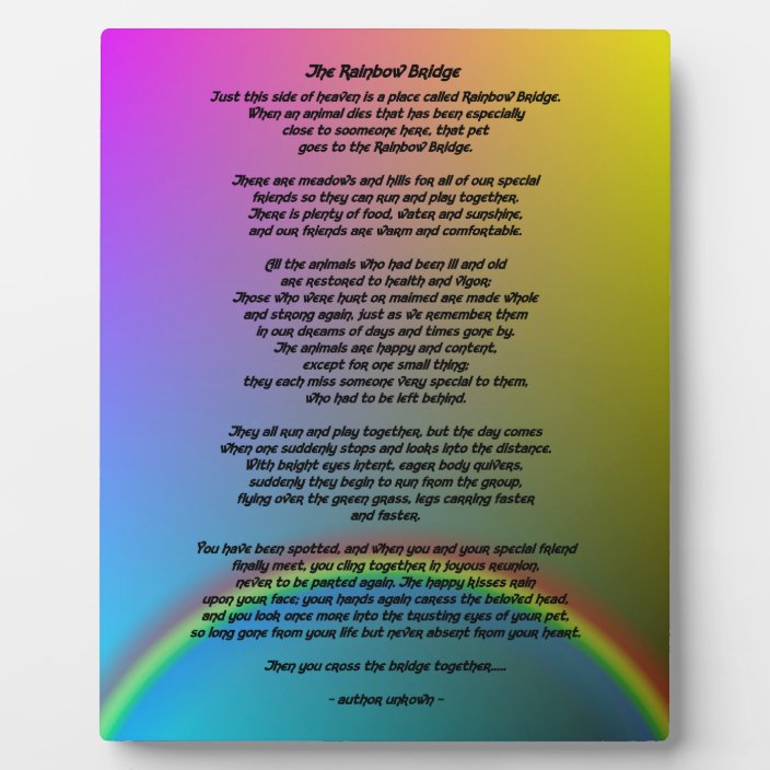 rainbow bridge poem plaque zazzlecouk