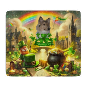 Rainbow Bridge Sable Collie on St. Patrick's Day Cutting Board