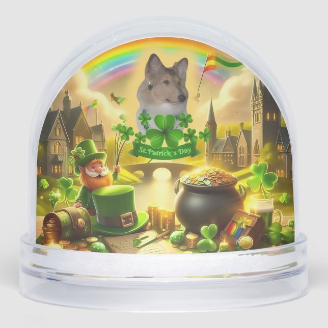 Rainbow Bridge Sable Collie St. Patrick's Snowglobe (Front)