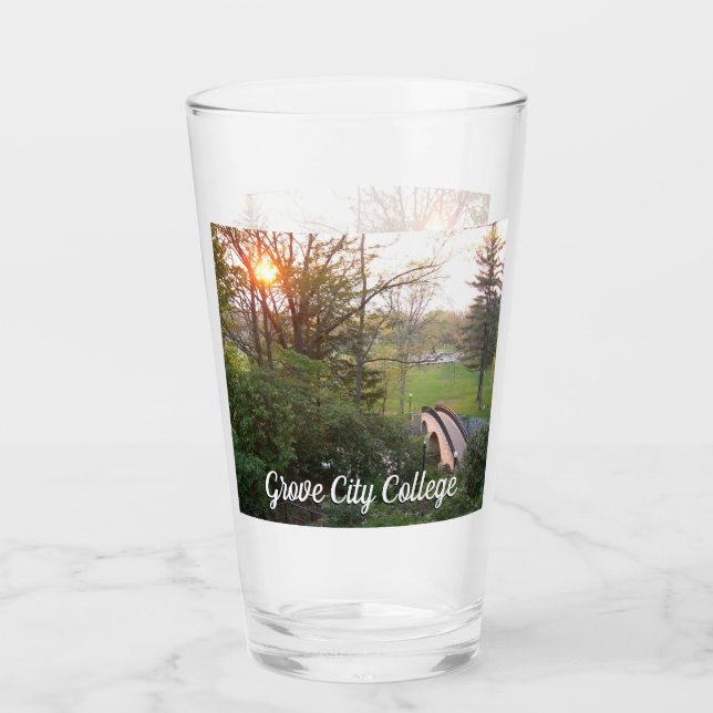 Rainbow Bridge Sunset at Grove City College Glass (Front)