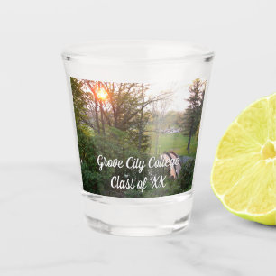 Rainbow Bridge Sunset at Grove City College Shot Glass