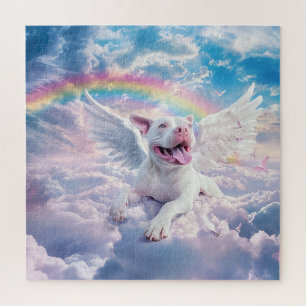 Rainbow Bridge, White Dog in Heaven  Jigsaw Puzzle
