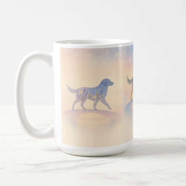 Rainbow Bridge Wildflower Pet Silhouette Coffee Mug (Left)