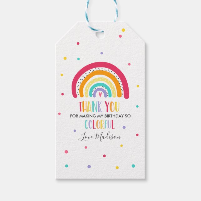 Rainbow Bright Birthday Party Gift Tags (Front)