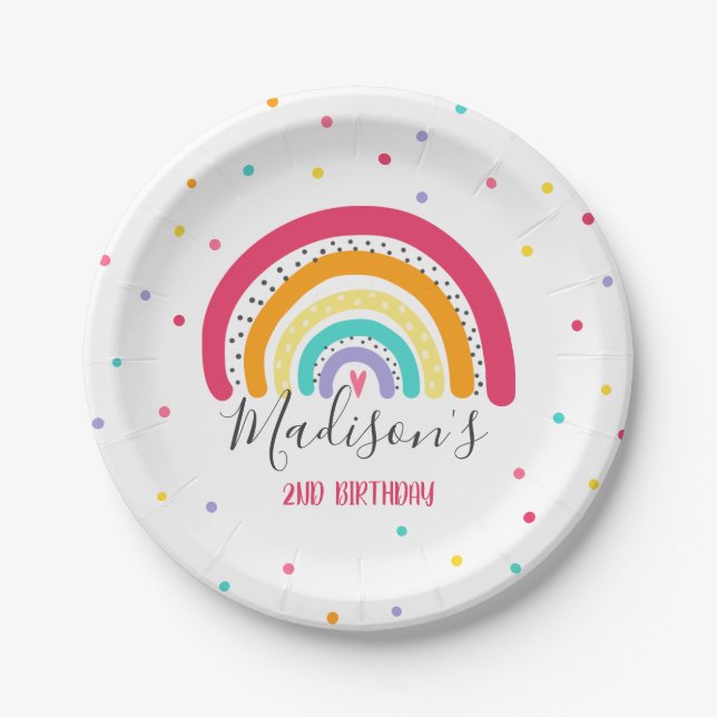 Rainbow Bright Birthday Party Tableware Decoration Paper Plate (Front)