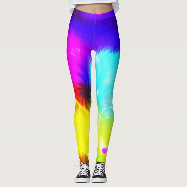 Rainbow Bright Bold Artistic Leggings (Front)
