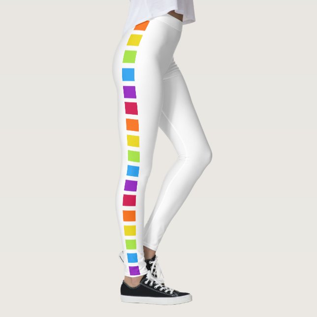 Rainbow Bright Colourful White Leggings (Right)