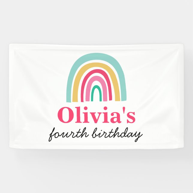 Rainbow bright colours birthday party banner (Horizontal)