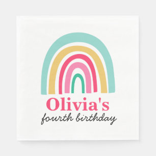 Rainbow bright colours birthday party napkin
