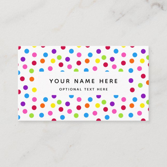 Rainbow Bright Polka Dots Confetti Pattern Business Card (Front)