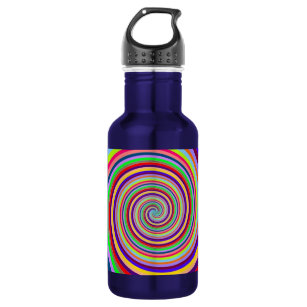 Rainbow bright psychedelic pop art candy swirl 532 ml water bottle