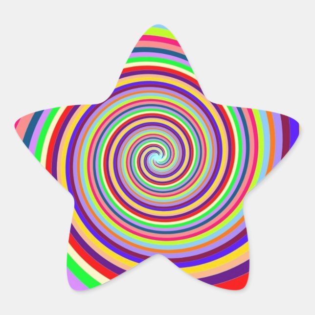 Rainbow bright psychedelic pop art candy swirl star sticker (Front)