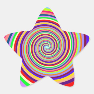 Rainbow bright psychedelic pop art candy swirl star sticker