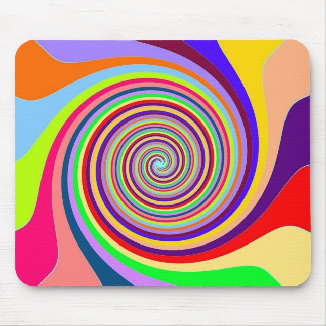Rainbow bright psychedelic swirl mouse mat (Front)
