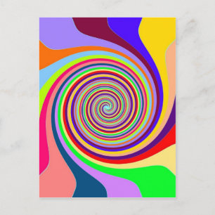 Rainbow bright psychedelic swirl postcard