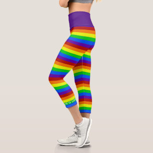 Rainbow Bright Striped Gay Pride Love is Love Capri Leggings