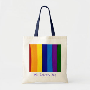 Rainbow bright stripes kids library bag