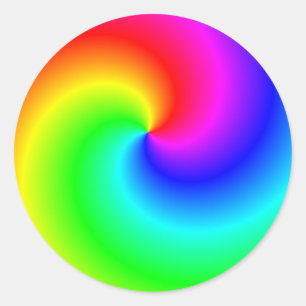 Rainbow bright swirls classic round sticker
