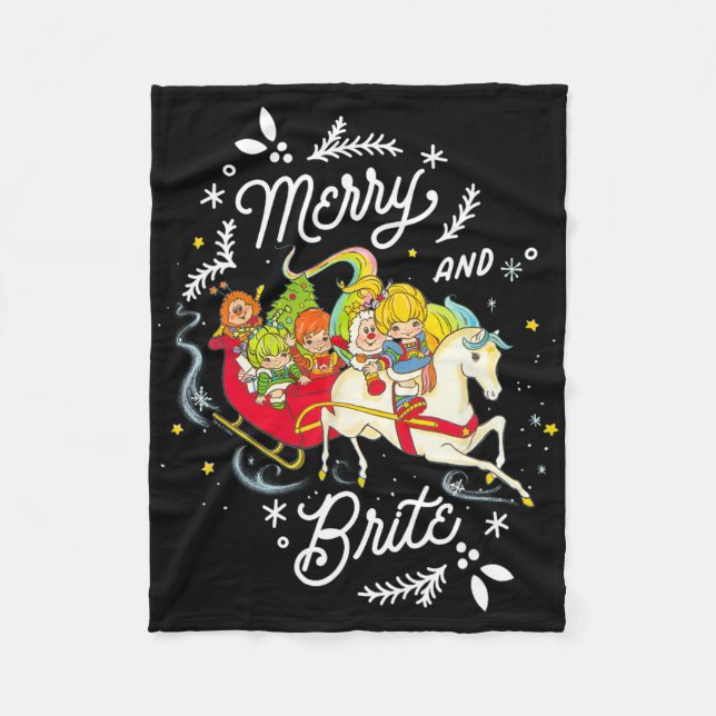 Rainbow Brite Christmas Merry And Brite Sleigh Rid Fleece Blanket (Front)