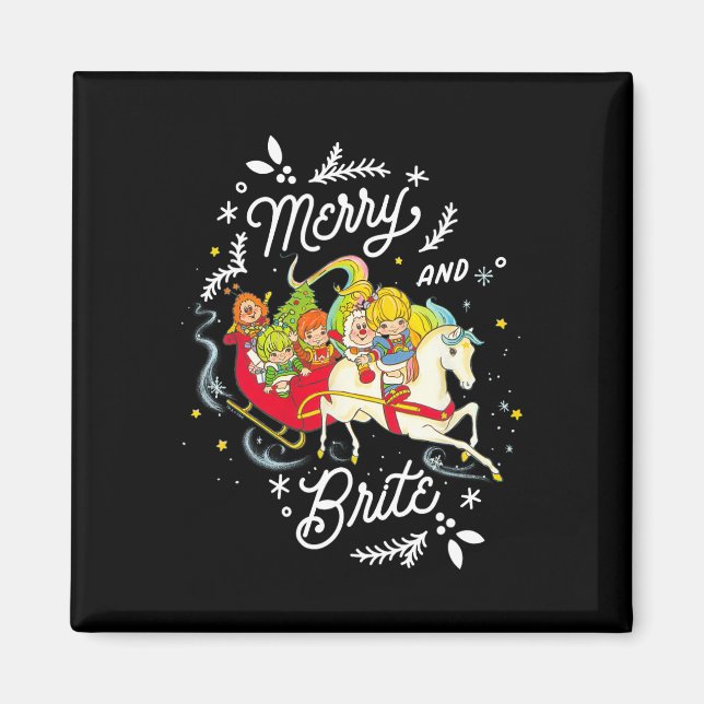 Rainbow Brite Christmas Merry And Brite Sleigh Rid Magnet (Front)