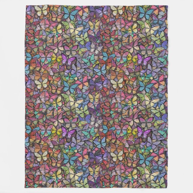 rainbow brite fantasy butterfly pattern fleece blanket (Front)