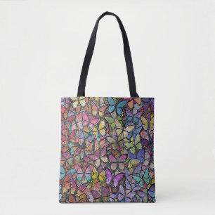 rainbow brite fantasy butterfly pattern tote bag