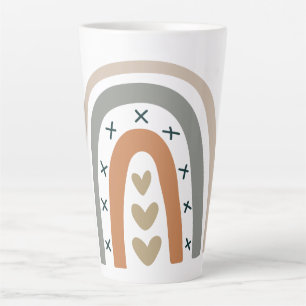 Rainbow brown beige grey modern white latte mug