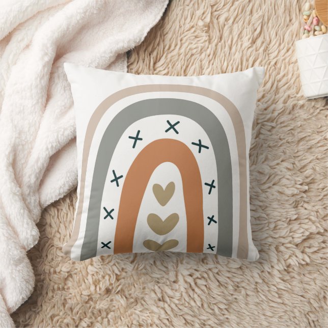 Rainbow brown beige grey modern white muted earth cushion (Blanket)