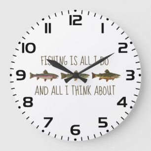 Rainbow Brown Brook Trout Fishing Quote Large Clock