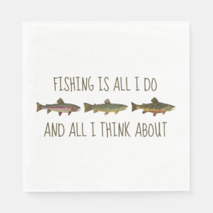 Rainbow Brown Brook Trout Fishing Quote Napkin