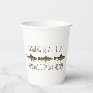 Rainbow Brown Brook Trout Fishing Quote Paper Cups