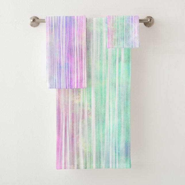 rainbow brush strokes, on white : bath towel set (Insitu)