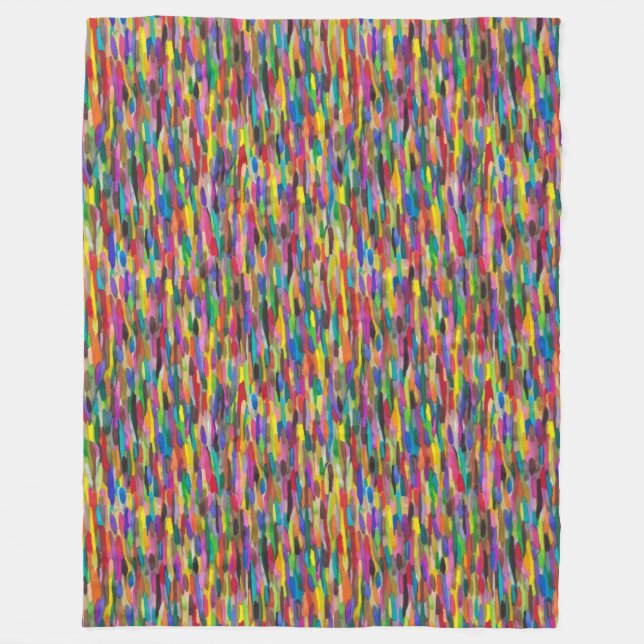 Rainbow Brushstroke Fleece Blanket (Front)