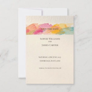 Rainbow Brushstroke Save the Date Card