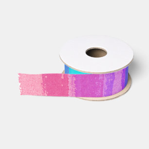Rainbow Brushstrokes Artisan Colourful Watercolors Grosgrain Ribbon