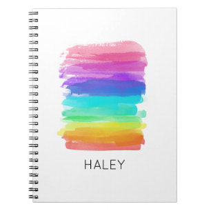Rainbow Brushstrokes Artist Custom Name Notebook