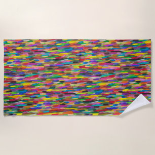 Rainbow Brushstrokes Beach Towel
