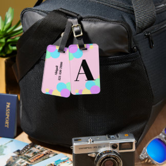 Rainbow Bubble Monogram Luggage Tag 