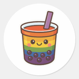 Rainbow Bubble Tea LGBTQ+ Pride Classic Round Sticker