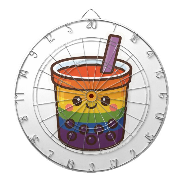 Rainbow Bubble Tea LGBTQ+ Pride Dartboard (Front)