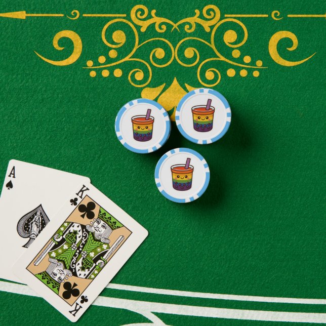Rainbow Bubble Tea LGBTQ+ Pride Poker Chips (Poker Table (Stack))