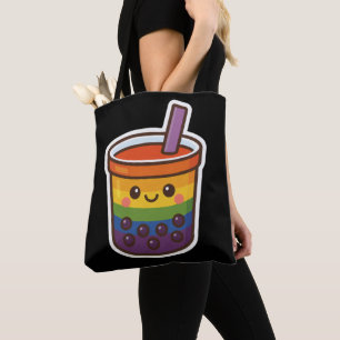 Rainbow Bubble Tea LGBTQ+ Pride Tote Bag