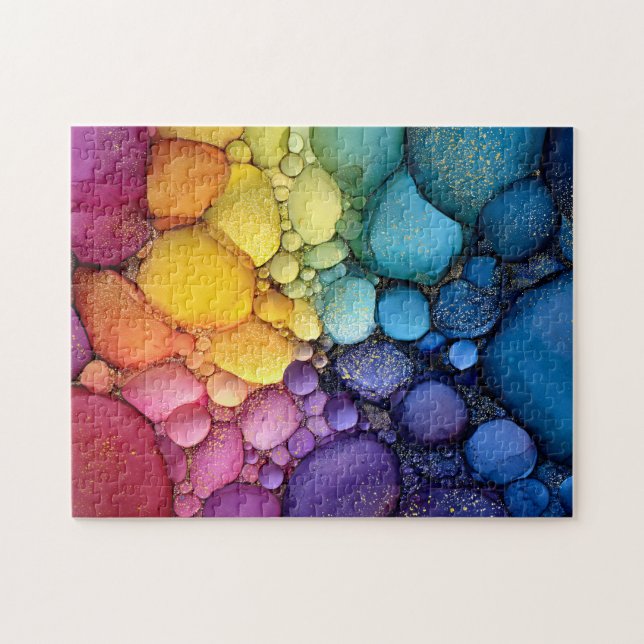 Rainbow Bubble Texture Fluid Art Jigsaw Puzzle (Horizontal)