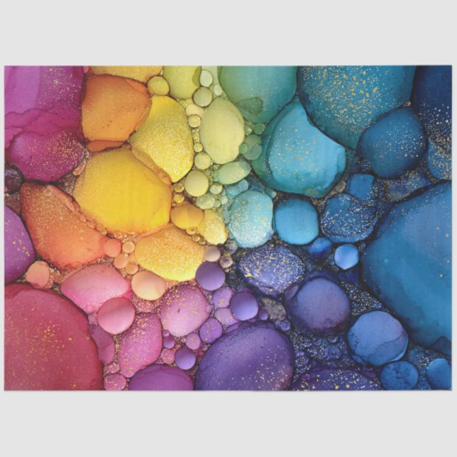 Rainbow Bubble Texture Fluid Art Tissue Paper (Front)