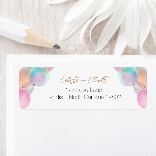 Rainbow Bubbles Baby Shower Return Address (Insitu)