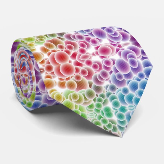Rainbow Bubbles in Contemporary Abstract Pattern Tie (Rolled)