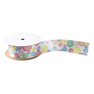 Rainbow Bubbles Lightened Satin Ribbon