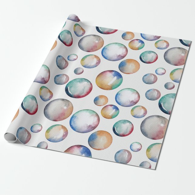 Rainbow Bubbles Wrapping Paper (Unrolled)