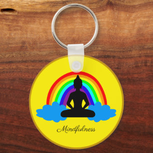 Rainbow Buddha & Mindfulness, Meditation / Yoga Key Ring