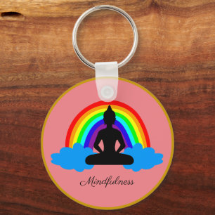 Rainbow Buddha & Mindfulness, Meditation / Yoga Key Ring